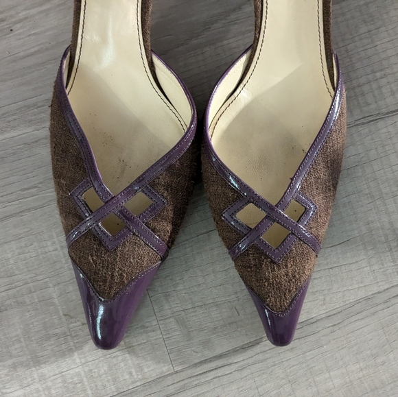 Vintage Prada Mules Tweed and Patent Leather - Picture 5 of 7